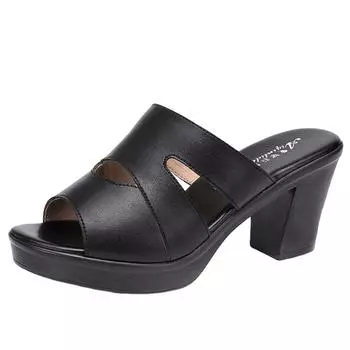 2024 Summer Trendy Retro Women s Sandals with Thick High Heels Waterproof Casual Large Size Button Closure 41
