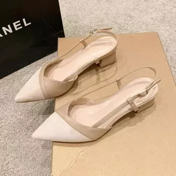 2024 Summer Women s New High Heels Open Toe Sexy women Sandals heeled shoes for woman Sandals Fashion Buckle Cross Low Heels 35 бежевый