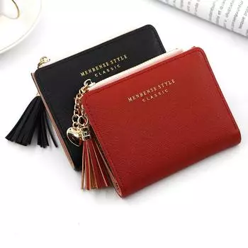 2024 Tassel Женский кошелек Маленький милый кошелек Женский короткий кожаный женский кошелек Кошельки на молнии Портфель женский кошелек клатч красный