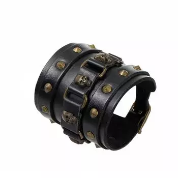 2024 Trend Jewelry Широкий кожаный мужской браслет Винтажный плетеный браслет с заклепками и черепом для мужчин