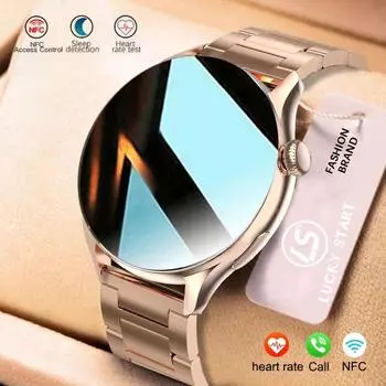 2024 True AMOLED умные часы женские экран всегда показывает время 466*466 HD трекер здоровья голосовые вызовы умные часы женские часы для звонков Silicon чёрный