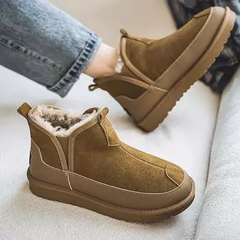 2024 Winter Boots Mid-Calf Men Winter Shoes Snow Boots Waterproof Non-Slip Thick Fur Warm Boots for Men Degrees Male Snow Shoes 38 чёрный