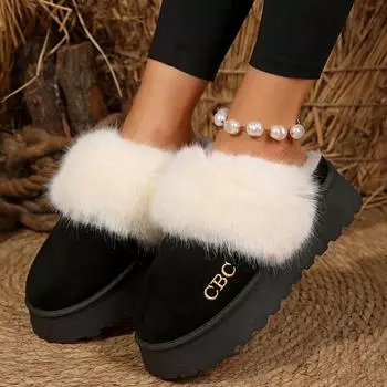 2024 winter new outer wear warm fluffy half-tray snow boots thick-soled high-end women s cotton slippers 36 верблюд