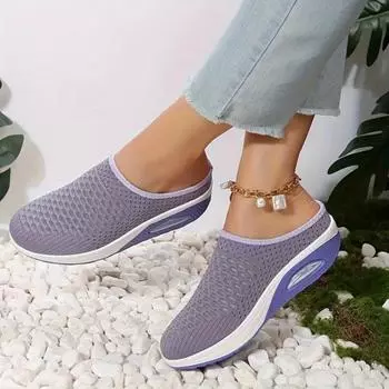 2024 Women Wedge Slippers Premium Slippers Vintage Anti-slip Casual Female Platform Retro Shoes Plus Size Orthopedic Sandals 36 чёрный