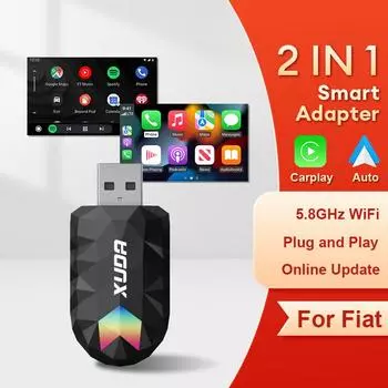 2024 XUDA 2в1 Беспроводной CarPlay Android Auto Мини-бокс Plug and Play Bluetooth-подключение Для Fiat 500 New500 500X Argo Panda