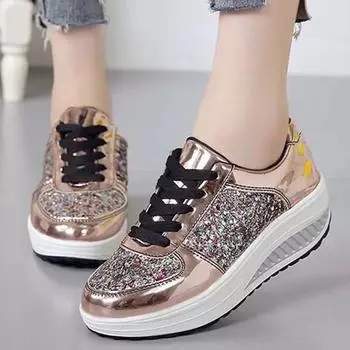 2024 Женская повседневная обувь Bling Bling Flat Женские кроссовки для активного отдыха Женские кроссовки Vulcanize Shoes Women Zapatos De Mujer 35 чёрный