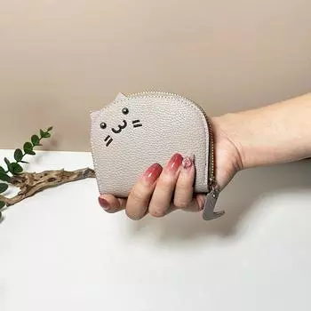 2024 женский кошелек с милым котом, маленький кошелек на молнии для девочек, брендовый дизайн, из искусственной кожи, женский кошелек для монет, женский кошелек с держателем для карт розовый