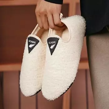 2024New Winter Cotton Shoes Men Indoor Warm Slip on Lightweight Slipper Women Plush Home Cotton Loafers Unisex Winter Warm Shoes 36-37 бежевый