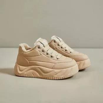 2024winter Woman s High-top Sneakers Plush Warm Cotton Shoes Fashion Leather Casual Shoes Designer Platform Shoes Zapatos Mujer 35 хаки