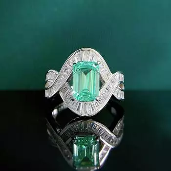 2025 Arrival 100% 925 Sterling Silver 6*9mm Tourmaline Rings for Women Vintage Gemstone Wedding Band Party Fine Jewelry Gift 5 зелёный