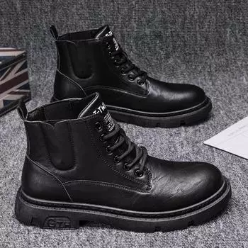 2025 Autumn Men s Retro Leather Work Boots - Versatile Casual Martin Style Size 42 коричневый/чёрный