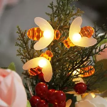 2025 Bees String Lights 10M 80 LED Lights Mini Vintage Christmas Halloween Decorative String Lights Patio Garden Home 510 USB&1.5M 10LED теплый белый