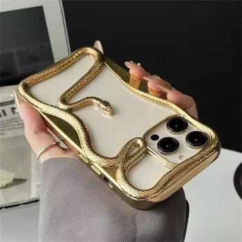 2025 Cool Dark 3D Snake Hollow Out Case For iPhone 16 15 14 13 11 12 Pro Max Ins Fashion Boy Girl Гальванизированный мягкий чехол в подарок iPhone 16 Pro Max белый