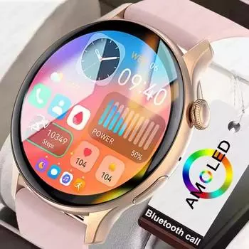 2025 для Huawei Xiaomi NFC умные часы женские 466*466 HD голосовой вызов Bluetooth пульсометр спортивный трекер здоровья женские умные часы Silicon чёрный