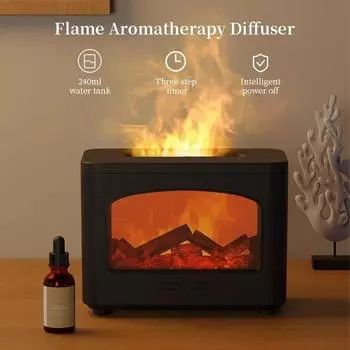2025 для увлажнителя воздуха Flame Air Humidifier, увлажнитель эфирных масел, портативный USB-диффузор ароматов Type-C с цветным светодиодным ночным светом белый