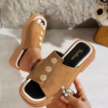 2025 foreign trade women s slippers summer new non-slip fashion outer wear one word fish mouth women thick bottom women s cool slippers 36 чёрный