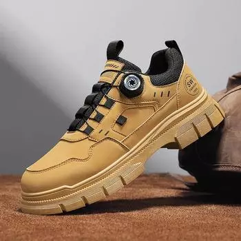 2025 Good Quality Autumn Men s Casual Shoes Solid Colour Breathable Shoes Outdoor Sneakers Microfiber Non-Slip Platform Increase 39 бежевый