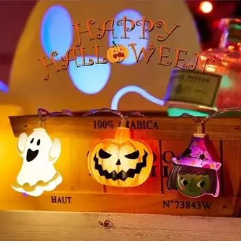 2025 Halloween Party Led String Lights Pumpkin Ghost Spider Web Hanging Lamp for Halloween Home Indoor Outdoor Decoration Props