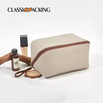 2025 Large Capacity Men s Portable Toiletry and Cosmetic Canvas Zipper Bag 20x12x12 cm серый/коричневый