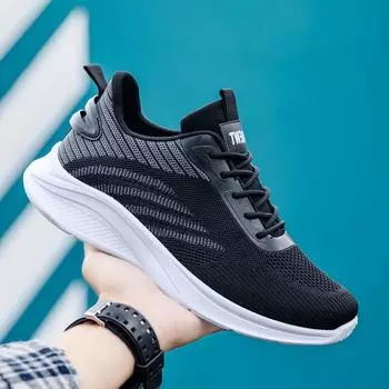 2025 Men s Mesh Sneakers Shoes New Thick Bottom Fashion Outdoor Breathable Slow Running Training Strap Casual Hiking Shoes 39 чёрный