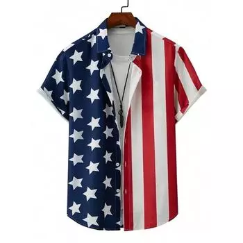 2025 New American Flag 3D Printed Men s Shirt Everyday Casual Men s Short-sleeved Shirt Outdoor Street Men s Fashion Shirt S