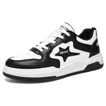 2025 New Breathable White Shoes Trendy Thick Soled Sports Shoes Versatile Casual Men s Board Shoes 40 чёрный