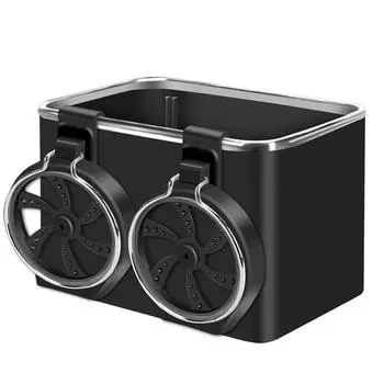 2025 New Car Armrest Storage Box Water Cup Holder 6.8x4.5x4.5 Car Seat Organizer PU Leather Car Cup Holder Storage Box for чёрный