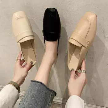 2025 new fashion hundred, with home lazy bag head half slippers, women wear flat-bottomed cool slippers in summer 35 чёрный