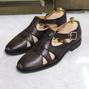 2025 new foreign trade Amazon independent station European and American men s round head low heel hollow casual beach sandals 38 чёрный