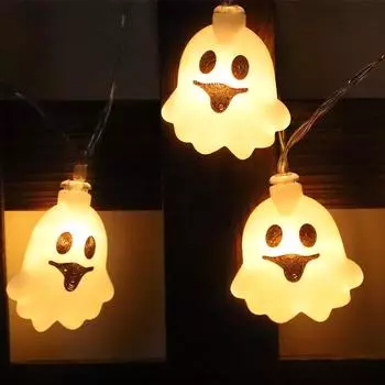 2025 New Halloween String Lights attery Operated Ghost String Lights Cute Halloween Lights Indoor for Party Decorations 676 1.5m 10balls battery