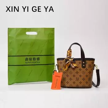 2025 new handbag bag women s design silk scarf shoulder bucket bag commuter versatile fashion printed messenger bag