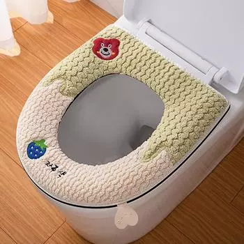 2025 New Home Winter Toilet Mats Cushion Cute Bear Warm soft Toilet Seat pad Cover Four Seasons Universal WC cape Potty case зелёный