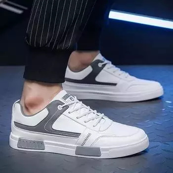 2025 New Leather Versatile Casual Simple White Board Shoes for Youth Sports 40 чёрный