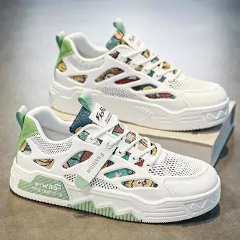 2025 new men s autumn breathable explosive mesh shoes all-matching casual skate shoes soft sole sneaker height-increasing white shoes 39