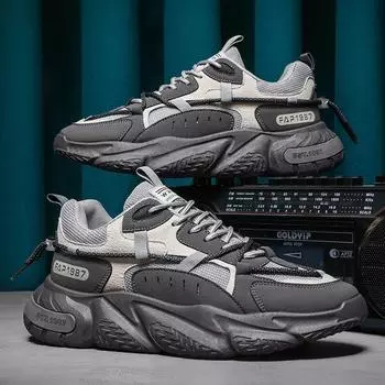 2025 new men s shoes spring sports shoes Korean version casual breathable heightening dad shoes trendy shoes running 39 чёрный