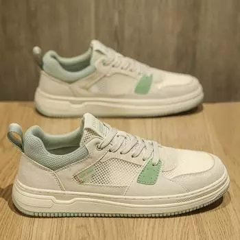 2025 new men s summer breathable thin mesh casual skate shoes soft sole all-matching white mesh shoes 39