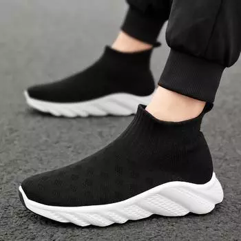 2025 new one-pedal platform socks shoes, four-season breathable and comfortable large-size men s shoes, light casual sports shoes 39 зелёный