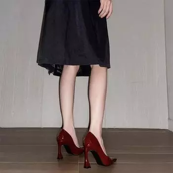 2025 new red elegant soft sole small high heels women s dopamine comfortable shallow mouth pointed single shoes 35