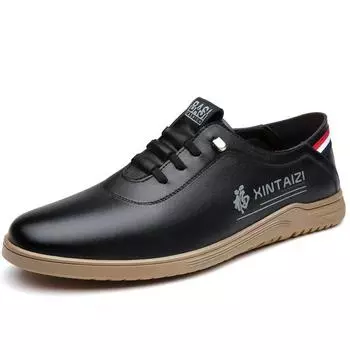 2025 new spring men s driving shoes fashionable all-matching fashionable soft sole light wear-resistant casual leather shoes 39 чёрный