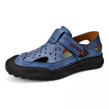 2025 New Summer Sandals Men s Breathable Versatile Trend Outdoor Handmade Large Size Beach Baotou Sandals Shoes 38 чёрный