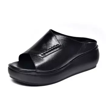 2025 new thick-soled fish mouth slippers women s fashion outer wear muffin one-word drag lazy shoes Internet celebrity cool slippers women 35 белый