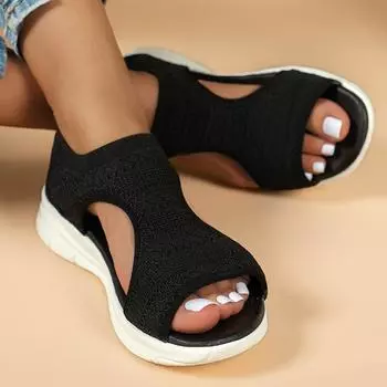 2025 New Women Sandals Open Toe Wedge Sandals Ladies Mesh Fish Platform Sandals Women Light Casual Shoes Women Zapatillas Muje 35