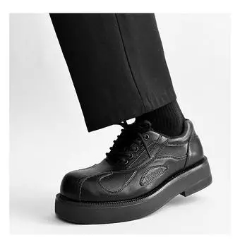 2025 Niche White Men s Senior Sense Round Head Platform Commuting British Versatile Leather Retro Big Head Derby Shoes 39