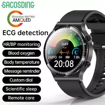 2025 Новые модернизированные 1,43-дюймовые Amoled HD смарт-часы с пульсометром, артериальным давлением, ЭКГ+ВСР, мониторингом здоровья, спортивными и фитнес-умными часами
