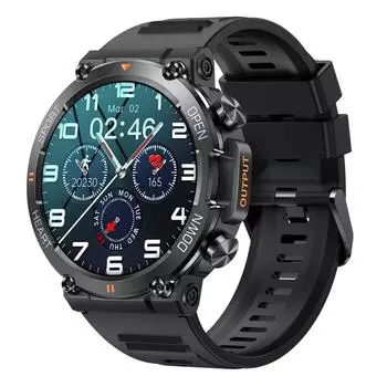 2025 Новые умные часы K56Pro для мужчин с пульсометром, Bluetooth, спортивные, 400 мАч, длительный режим ожидания, 1,39-дюймовый экран HD 360*360, умные часы для улицы Black Silicone