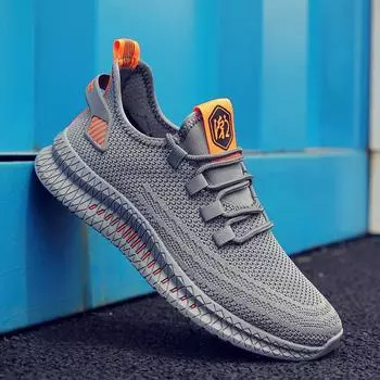 2025 новые весенне-летние дышащие сетчатые летающие тканые кроссовки Tide мужские спортивные и любительские сетчатые кроссовки для бега с дезодорантом 39 чёрный