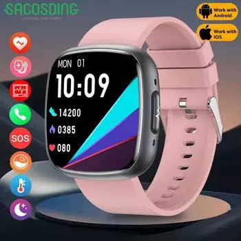 2025 Новый 1,72-дюймовый экран SmartWatch Мониторинг артериального давления и здоровья ЭКГ ВСР Bluetooth Вызов SOS Мужчины Женщины Спорт Фитнес-трекер Новый