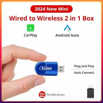 2025 Новый Mini 2 in1Carplay Android Auto Проводной беспроводной портативный автомобильный навигатор USB-интерфейс Быстрая скорость передачи данных Стабильная