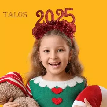 2025 Повязка на голову Блестящий блеск Новогодние праздники Музыкальные фестивали Легкий обруч для волос Аксессуар для волос красный