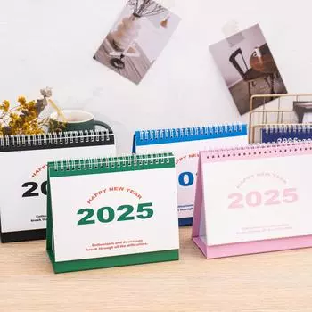 2025 С Новым годом Английский Настольный Календарь Список дел Календарь Книги Ежемесячный Ежедневник Планировщик Управления Временем Украшения Стола чёрный